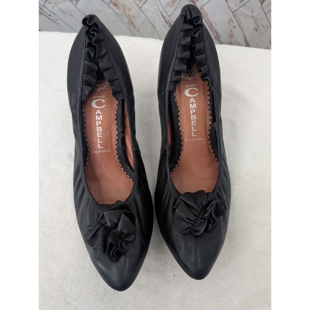 Jeffrey Campbell Ibiza Pacific Leather Ruffle Kitten Heel